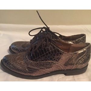 Lucky Brand Metallic Leather Oxfords SZ 6M